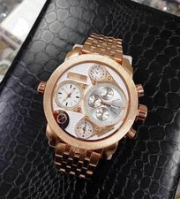 x Orologio Da Polso Zcc Round Large Grande Uomo Analogico Quarzo Rosa Rame lac