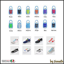 LACCI ELASTICI COLORATI IN SILICONE PER SCARPE SENZA NODI VARI COLORI - 16 LACCI