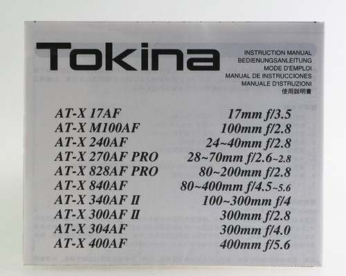 Manuale istruzioni tokina af - tokina,