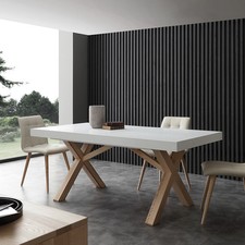 TAVOLO IN LEGNO ALLUNGABILE PIANO IN FRASSINO OLIVATO/BIANCO PORO APERTO LS708