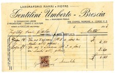 1916 BRESCIA Laboratorio marmi Umberto GENTILINI Ricevuta