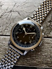 Vintage Rare 1940 Lemania 15 Tl Military Chronograph Luftwaffe Steel black Dial