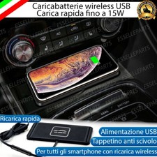 CARICABATTERIE WIRELESS RICARICA RAPIDA PER LANCIA DELTA USB FINO A 15 W