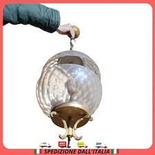 LAMPADARIO A SOSPENSIONE DA SOFFITTO VINTAGE CON VETRO INTERNO ANNI 50 60 70 OK