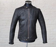 Giubbotto giacca pelle nabuk marrone scuro stile timberland Guendj moto