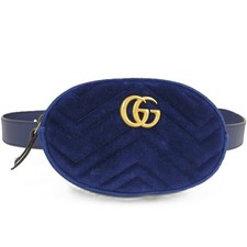 GUCCI GG Marmont marsupio velluto scamosciato blu 476434 usato Giappone C-250906-3