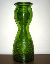 Vaso in vetro spesso colorato con decori a rilievo Design Vintage h 35 cm.