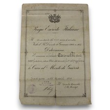 WW1 Regio Esercito Italiano Attestato Croce al Merito di Guerra 1919 Zona RHO