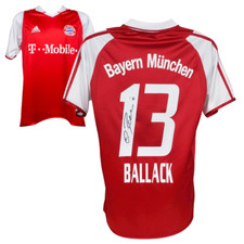 Maglia calcio Michael Ballack firmata Bayern Monaco Home #13 con testimone Beckett