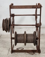 ANTICO Girarrosto MECCANICO da CAMINO Strumento a Peso FERRO BATTUTO epoca 1700