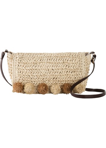 Borsa paglia con - borsa, pompon