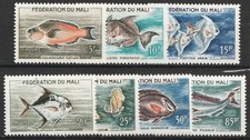 1960 Republique du Mali Sc# 2-8 - Vita marina, pesce tropicale. MH Cv$8,00