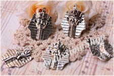 2 pz charm Testa del Faraone Tutankamon color argento antico 3,7*2,9cm ciondolo