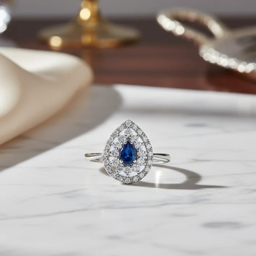 Anello goccia oro - goccia, bianco