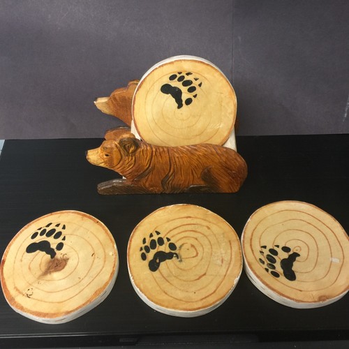 Coasters wooden bear - wooden,