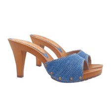 Blue Denim Headband Clogs with