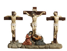 Set Gesù crocifisso tra i ladroni, Presepe Pasquale, 12,5 cm in resina by Paben