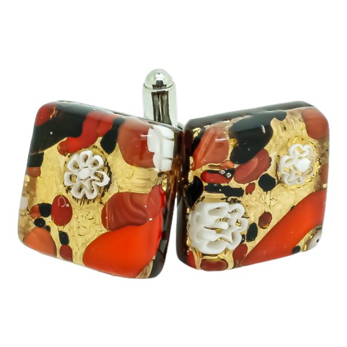 Murano vetro gemelli rosso oro - murano,