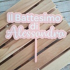 Cake Topper "Il Battesimo di + Nome personalizzato" per torta battesimo Bambina