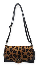 Borsa Tracolla Donna Vera Pelle Leopardata Moro Borchie | Bandoliera Rock Chic