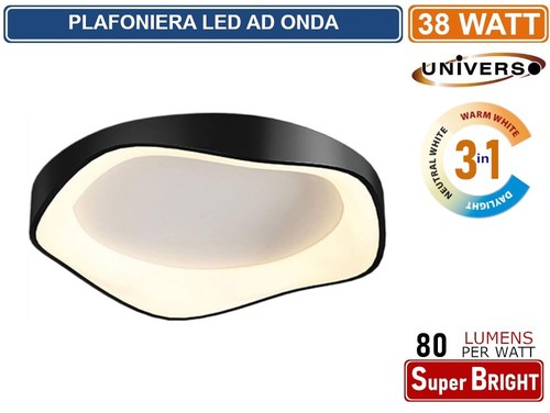 Plafoniera led onda - led, nero