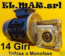 Motoriduttore 14 Giri HP 0,25 Riduttore di giri Motore Monofase Trifase Kw 0,18
