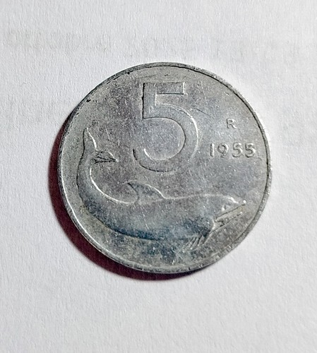 Moneta lire 1955 delfino - moneta, 5