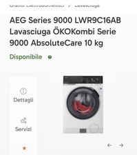 Aeg Lavasciuga 10 + 6 Kg SERIE 9000 LWR9C16BAY Okokombi AbsoluteCare White