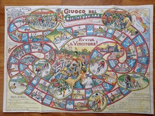 Gioco dell'oca giuoco del giro d'Italia 1929 Marca Stella cromolitografia Coppi
