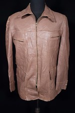 Vintage Uomo 1950's Lungo Marrone pelle di Daino Giacca Siz Grande Buono Stato