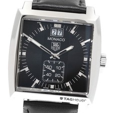Orologio Uomo TAG HEUER Monaco WAW1310 Data 13P Diamante Quadrante Nero Quarzo_921458