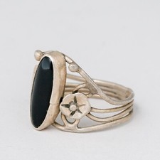 Ramona Silber Ring 51 (16,2 mm Ø) 925 Schwarzer Stein 2,92 g