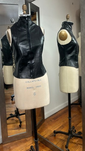 Gilet vintage pelle nera - vintage,
