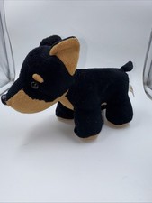 Circo Nero Marrone Cucciolo Cane Peluche Giocattolo Rotweiler Pincher 9"