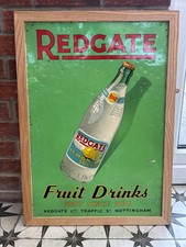 Vintage Lithographed tin sign. Redgate Fruit Drinks, Nottingham