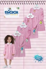 GREMBIULE BIMBA SCUOLA MATERNA ASILO ROSA QUADRETTI RICAMATO SIGGI