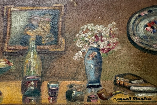 Natura morta fiori libri - , bere
