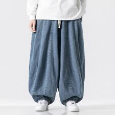 Pantaloni uomo retrò denim baggy hip hop jeans sciolti gamba larga tempo libero classici