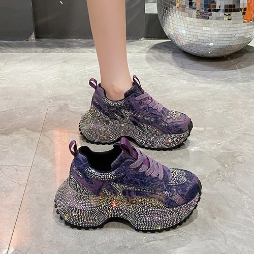 Sneakers strass donna plateau