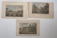 Inizi 800 Lotto 3 Acquaforte acquerellate Vedute di Napoli Pompei Stampe antiche