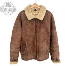 Giacca Bomber Vintage B-3 Aviatore Pelle di Pecora Marrone Shearling Volo
