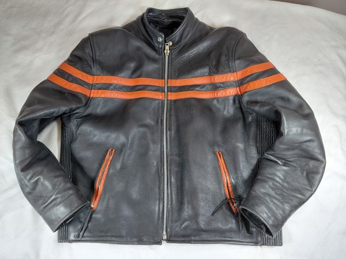 Giacca moto pelle pesante - , nera