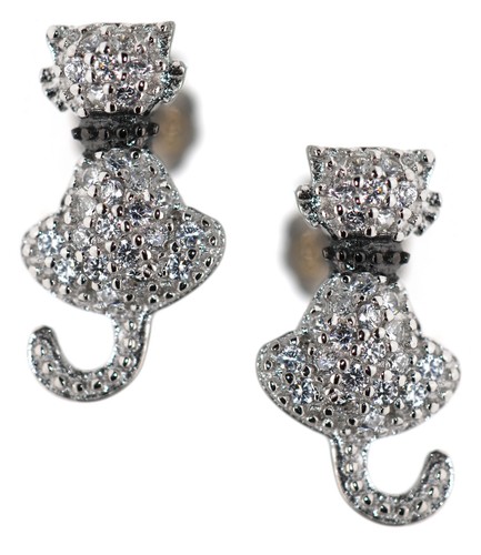 Orecchini argento 925 gatto - 925,