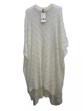 Zara Poncho Tricot Ecrù Punto