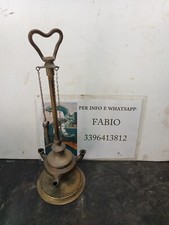 Antica Lanterna Lume A Olio In Ottone Antiquariato D'epoca Tre Lumi 
