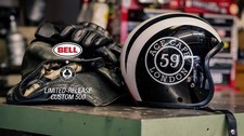 CASCO BELL CUSTOM 500 DELUXE - ACE CAFE 59 NERO/BIANCO - EDIZIONE LIMITATA NUOVO!