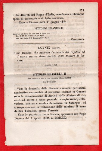Lanusei decreto del 1871 x - lanusei,