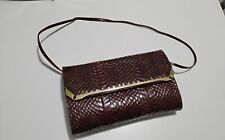 Borsa pochette in pelle pitone vintage Spalla /mano Ottima bag Snake Marrone