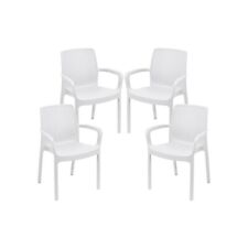 SET 4 PZ POLTRONA REGINA DA ESTERNO IN RESINA IN COLORE BIANCO