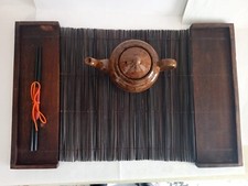 JAPAN-TOVAGLIETTA  DA PRANZO/TE’  IN LEGNO E BAMBU’ RICHIUDIBILE VINTAGE